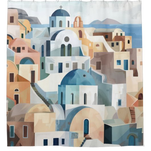 Rideau de douche de Santorin (Devant)