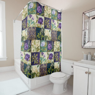 Rideau de douche de style patchwork vintage