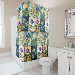 Rideau de douche de style patchwork vintage