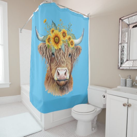 Rideau de douche de vache Highland (En situation)