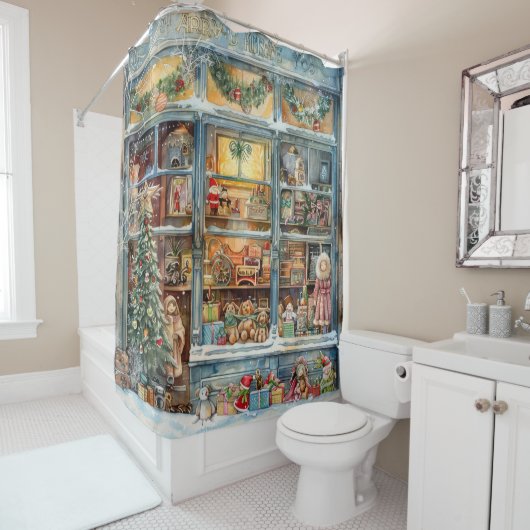 Rideau de douche de vitrine de magasin de jouets (En situation)
