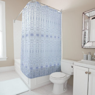 Rideau de douche décoratif bleu