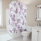 Rideau de douche décoration de maison balnéaire (En situation)