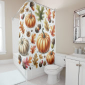 Rideau de douche design citrouille Fall (En situation)