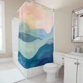 rideau de douche design minimaliste aquarelle (En situation)