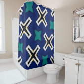 Rideau de douche design Motif bleu (En situation)