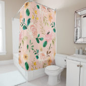 rideau de douche design rose Vintage (En situation)