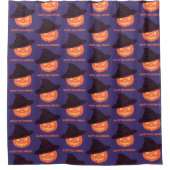 Rideau de douche d'Halloween - Citrouille rétro or (Devant)