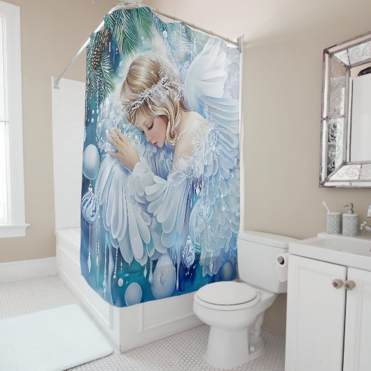 Rideau de douche d'hiver bleu (En situation)