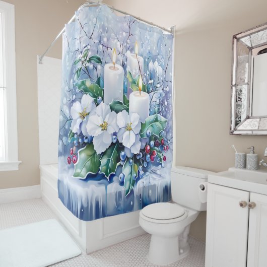 Rideau de douche d'hiver bleu (En situation)