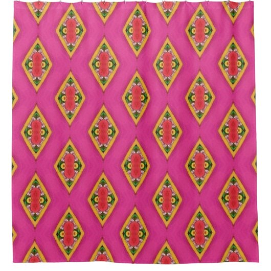 Rideau de douche diamant rétro rose vif (Devant)