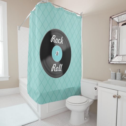 Rideau de douche disque Rock n Roll (En situation)