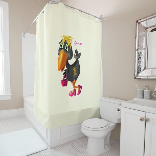 Rideau de douche d'oiseaux moderne (En situation)