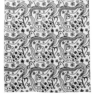 Rideau de douche Doodle Art Noir et Blanc