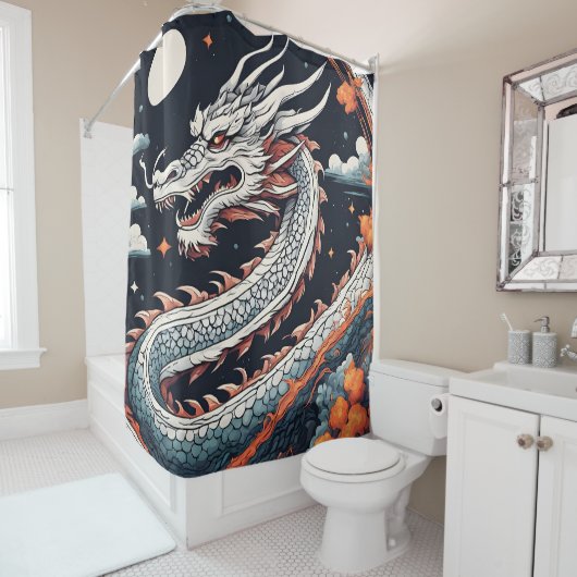 rideau de douche dragon de nuit (En situation)