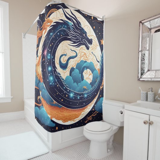 rideau de douche dragon lune (En situation)
