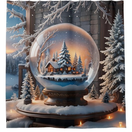 Rideau de douche du Globe des neiges d'hiver (Devant)