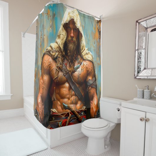 Rideau de douche du guerrier (En situation)