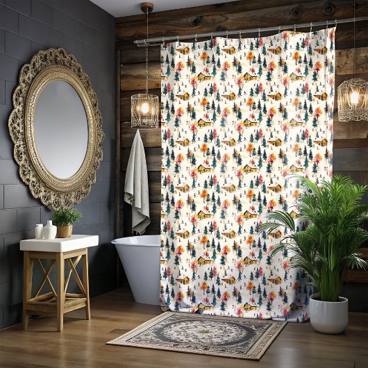 Rideau de douche du pavillon de ski de Noël