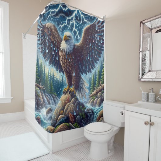 Rideau de douche Eagle Art (En situation)