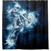 Rideau de douche électrique bleu motocross Rider (Devant)