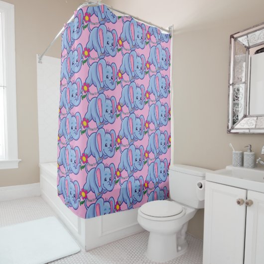 Rideau de douche éléphant Daisy dansant pour enfan (En situation)