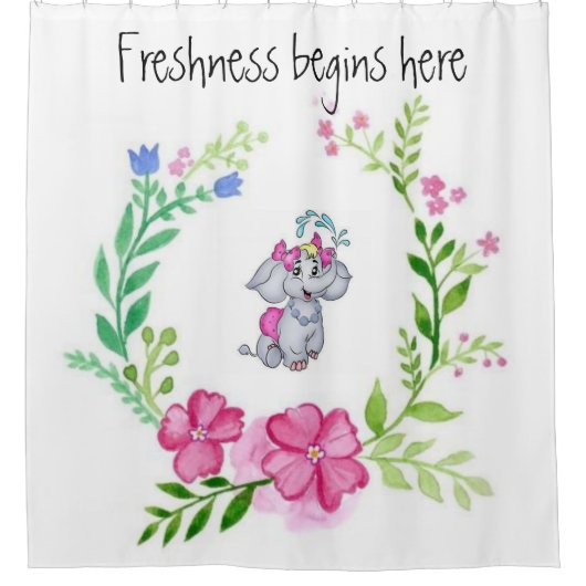 Rideau de douche Eléphant Floral (Devant)