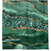 Rideau de douche Emerald Green Gold avec nom perso (Devant)