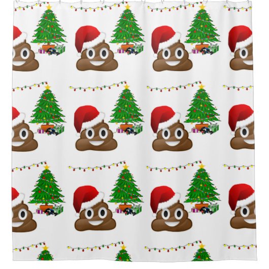 rideau de douche émoji de noël poo (Devant)