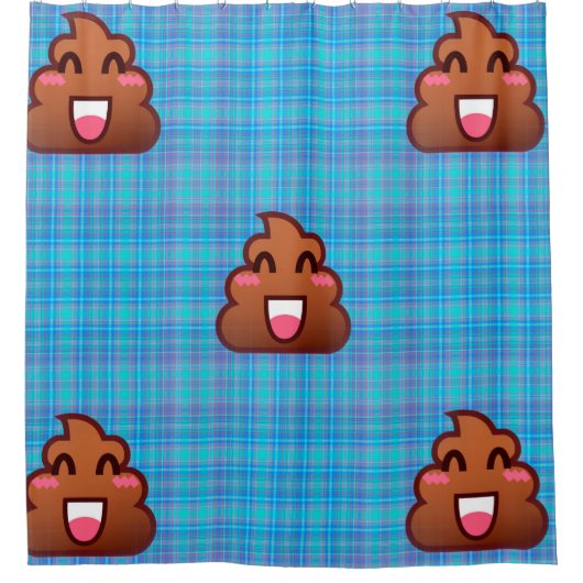 rideau de douche émoji poop plaid (Devant)