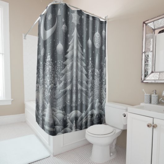 Rideau de douche en argent d'hiver (En situation)