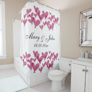 Rideau de douche en ballon de coeur pour couple ma