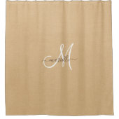 Rideau de douche en caramel à paille blanche Monog (Devant)