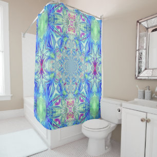 Rideau de douche en cristal bleu