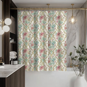 Rideau de douche en damas pastel Élégant look vint