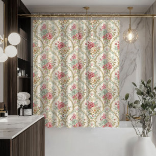 Rideau de douche en Damasque, ambiance victorienne