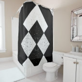 Rideau de douche en diamant noir et blanc (En situation)