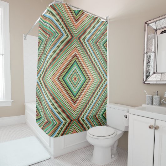 Rideau de douche en diamant Tartan (En situation)