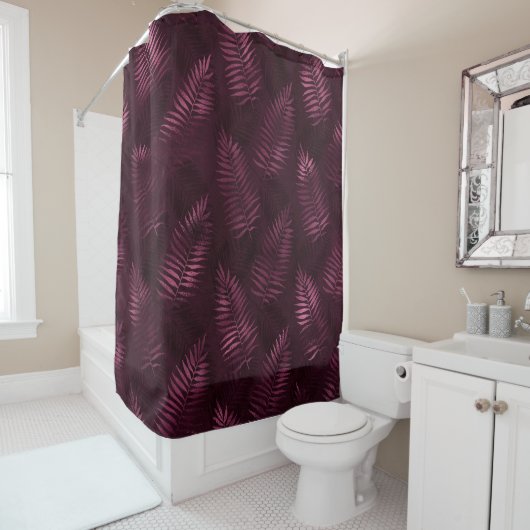 Rideau de douche en foune rose foncé (En situation)