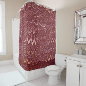 rideau de douche en impression de marbre rouge bri (En situation)