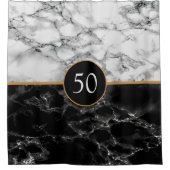 Rideau de douche en marbre blanc noir personnalisé (Devant)