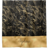 Rideau de douche en marbre noir et or (Devant)