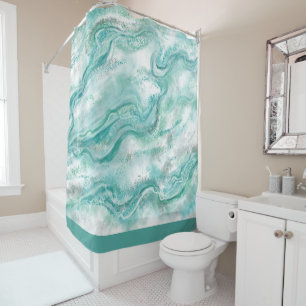 Rideau de douche en marbre turquoise