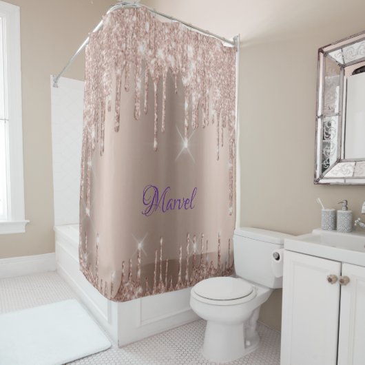 Rideau de douche en or rose (En situation)