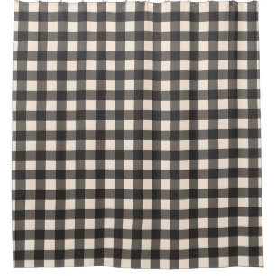 Rideau de douche en plaid de Buffalo noir et crèm