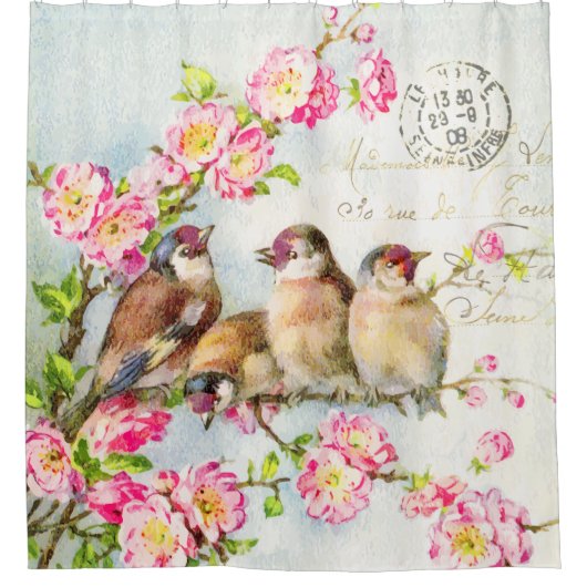 Rideau de douche en plumes printanières (Devant)