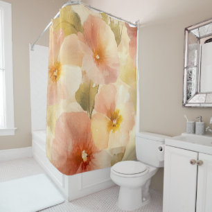 Rideau de douche en terre cuite florale bohème