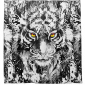 Rideau de douche en tigre | Tiger noir et blanc (Devant)