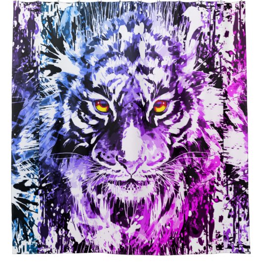 Rideau de douche en tigre - Tiger violet bleu (Devant)