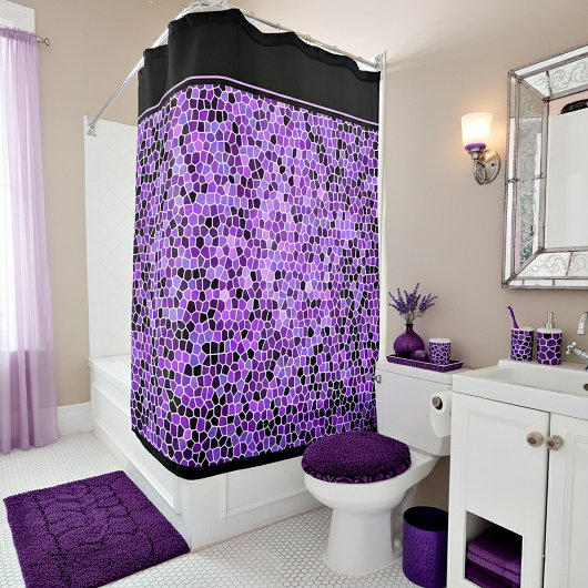 Rideau de douche en vitrail violet
